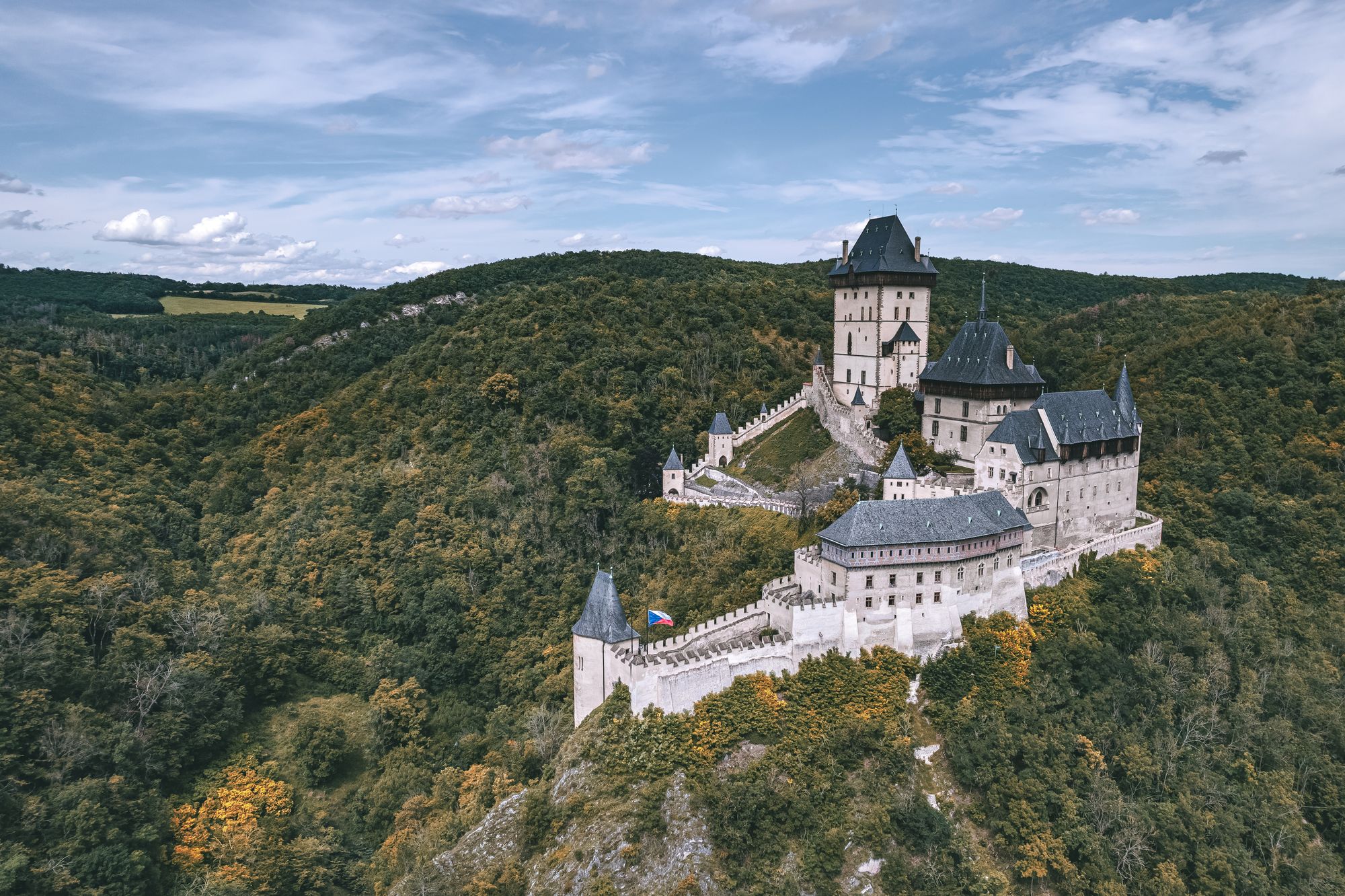 Aerial drone shot — Plzeň region — Drone view of the venue